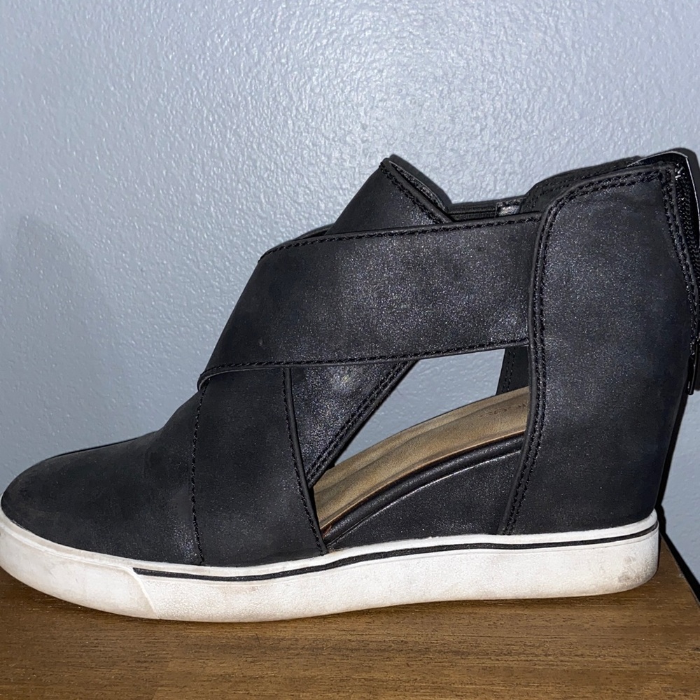 Women's Black Wedge Sneakers